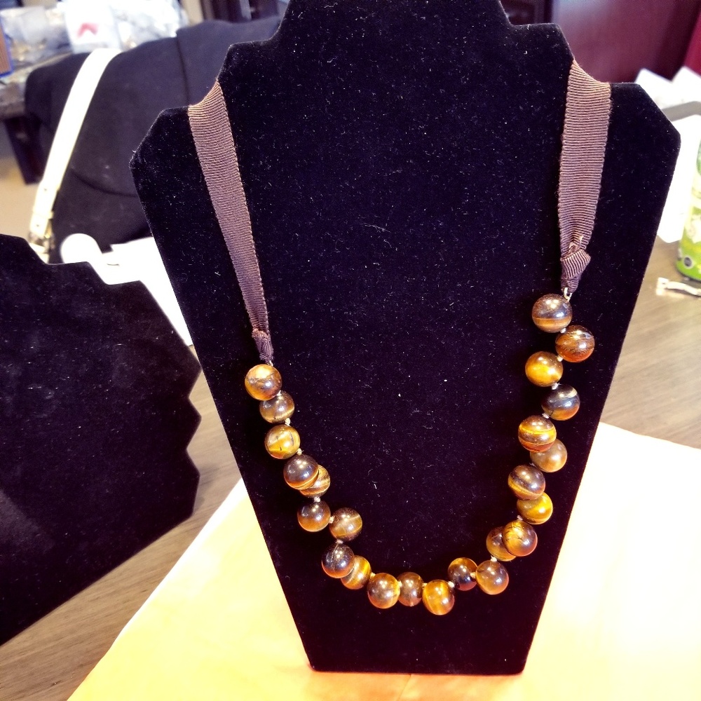 💖J. Crew Brown Bead Tie Necklace🎁